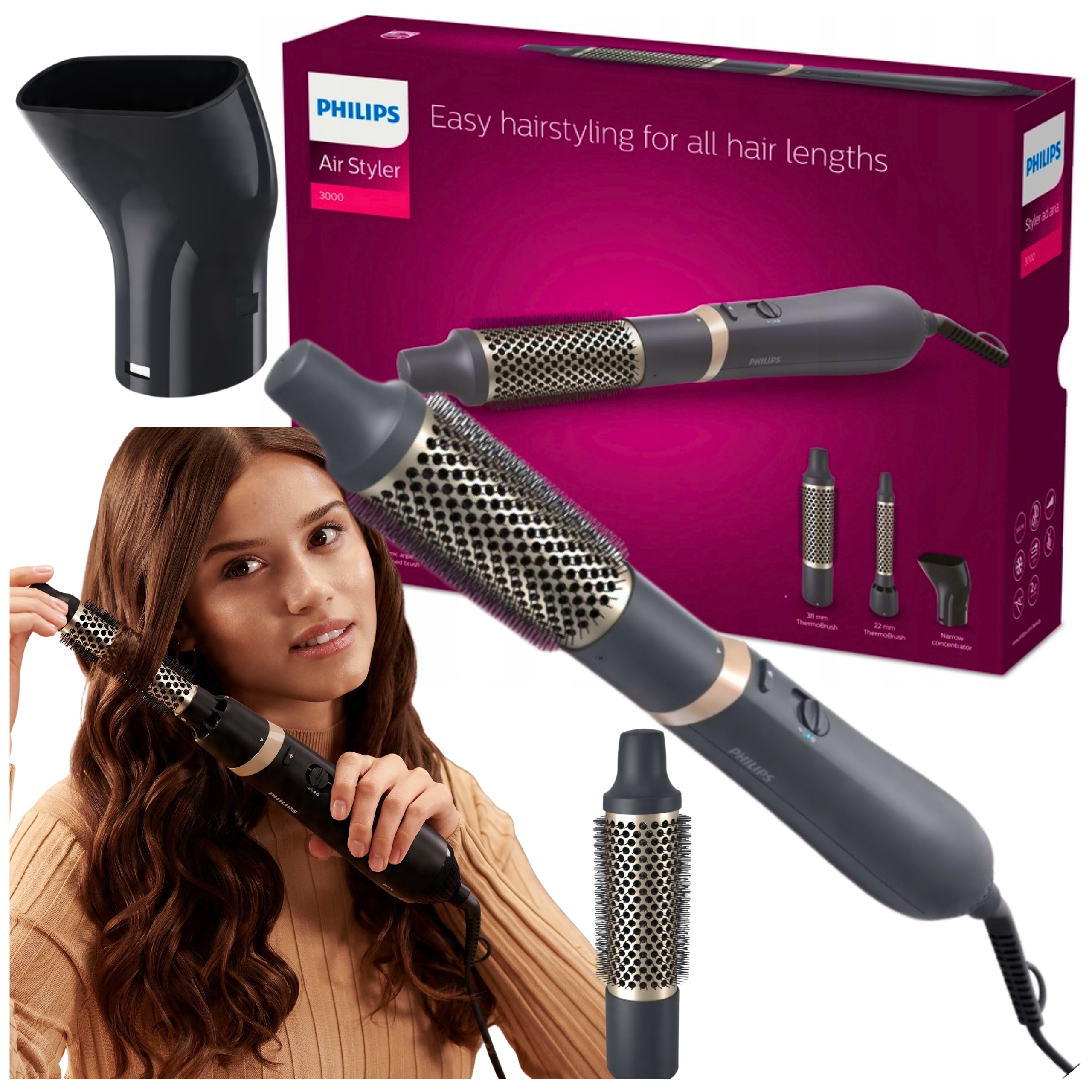 Philips Lokówka Damska 3W1 Do Kręcenia I Słuszenia Włosów Profesjonalna