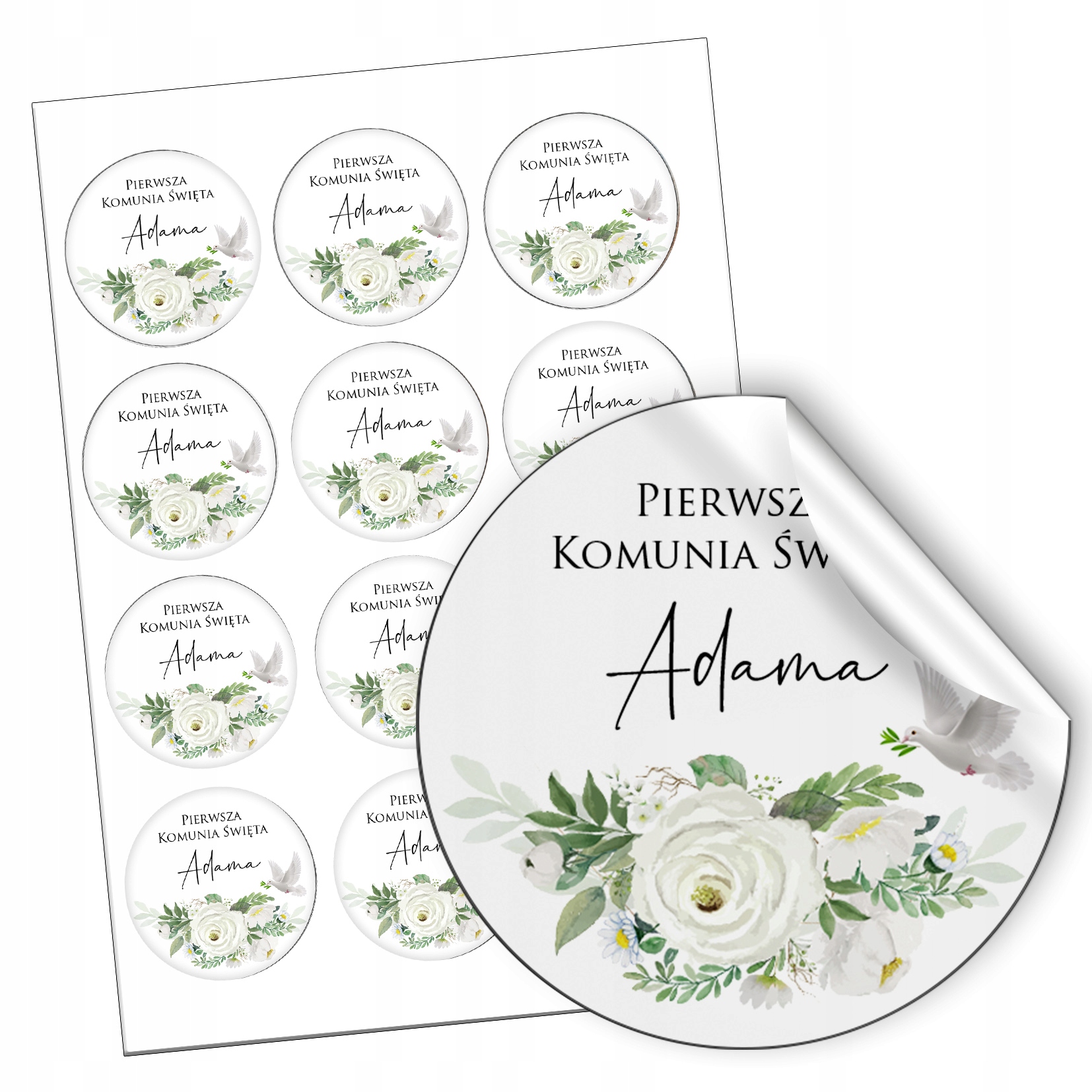 

Naklejka na zaproszenia lizaki miód Komunia, 12szt