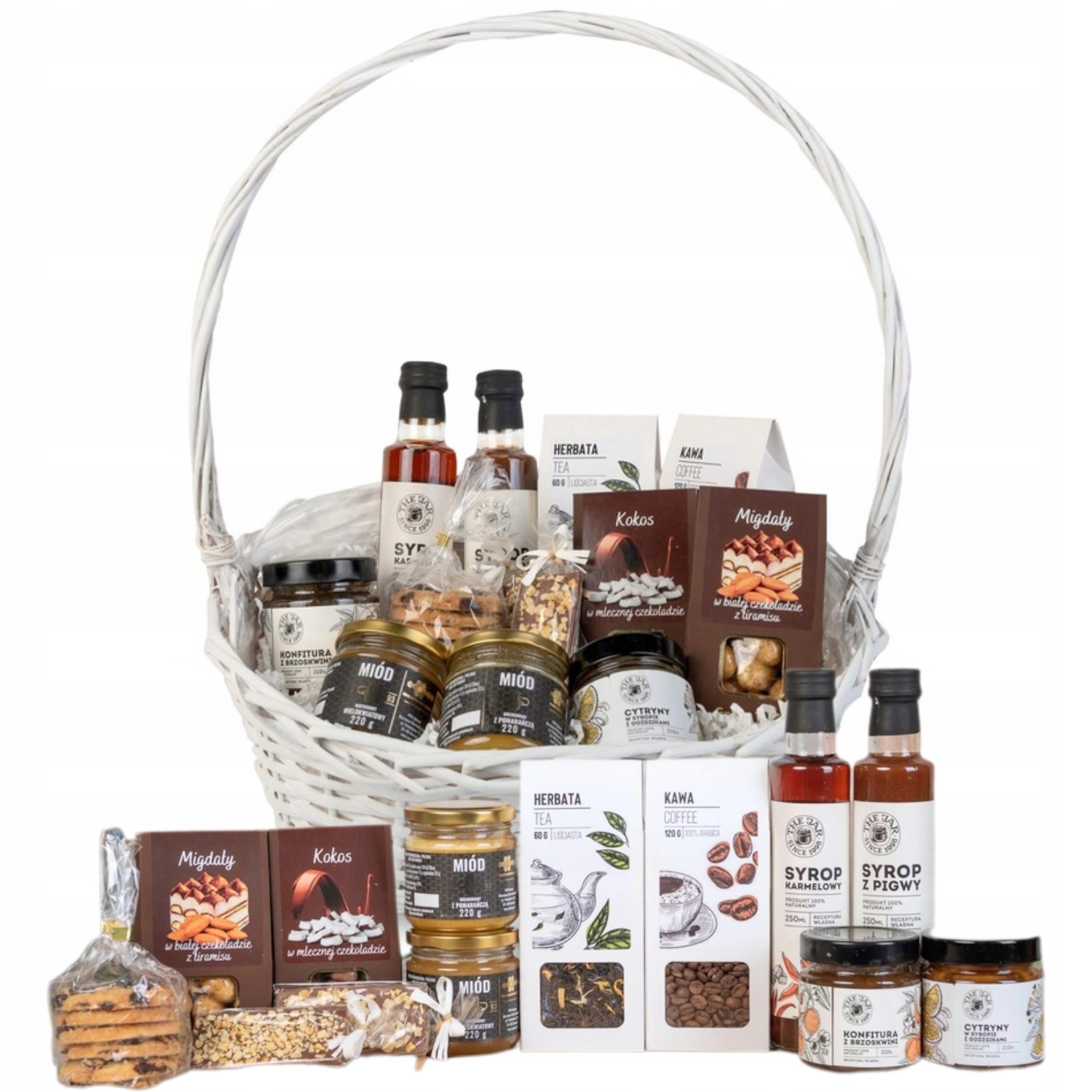 Kosz Prezentowy Duży Zestaw Herbata Kawa Miody Podziękowanie Dla Rodziców