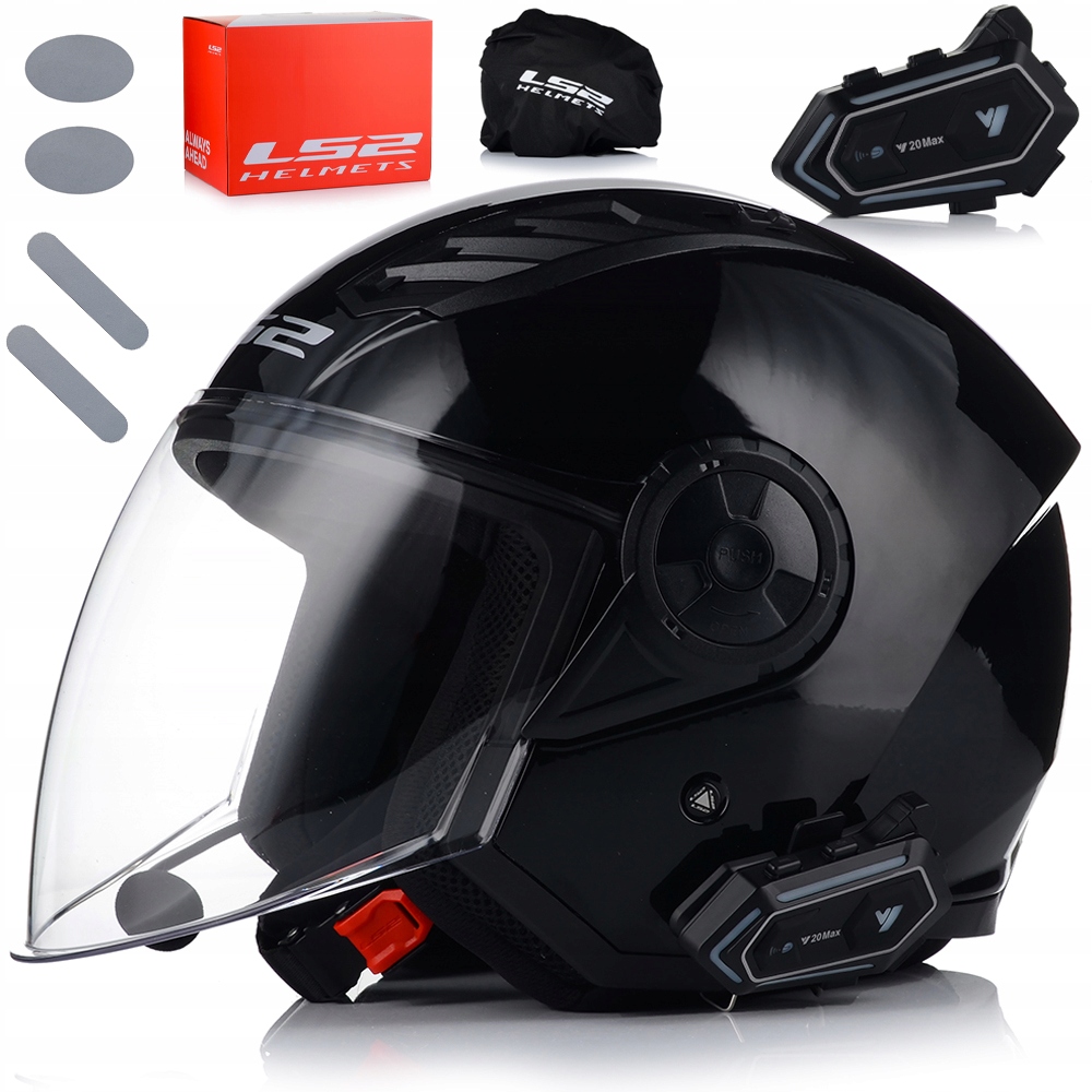 Otvorená Motocyklová Prilba LS2 OF616 II Čierny Lesk Interkom Bluetooth