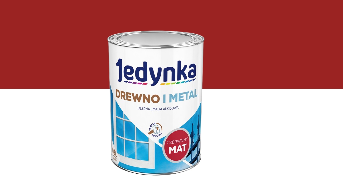 Jedynka Olejová alkydová smaltovaná hmota na dřevo a kov matná červená 0,9L