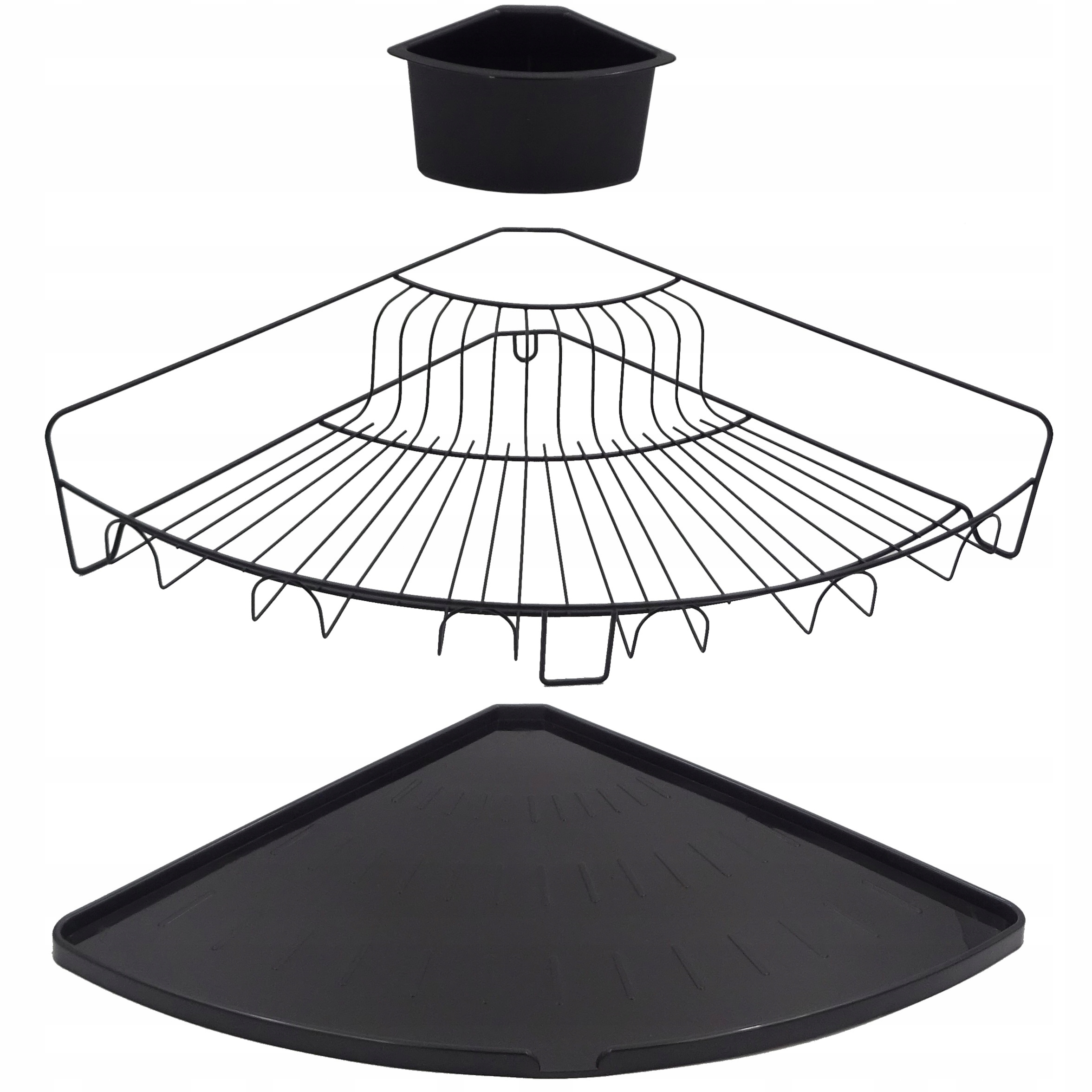 NAROŻNA SUSZARKA DO NACZYŃ CZARNA OCIEKACZ DUŻA POJEMNA Długość (cm) 57