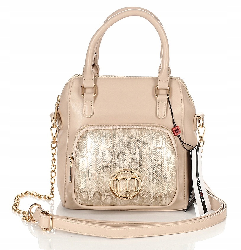Monnari Beżowa zgrabna torebka Listonoszka Plecak 3w1 Skóra węża
