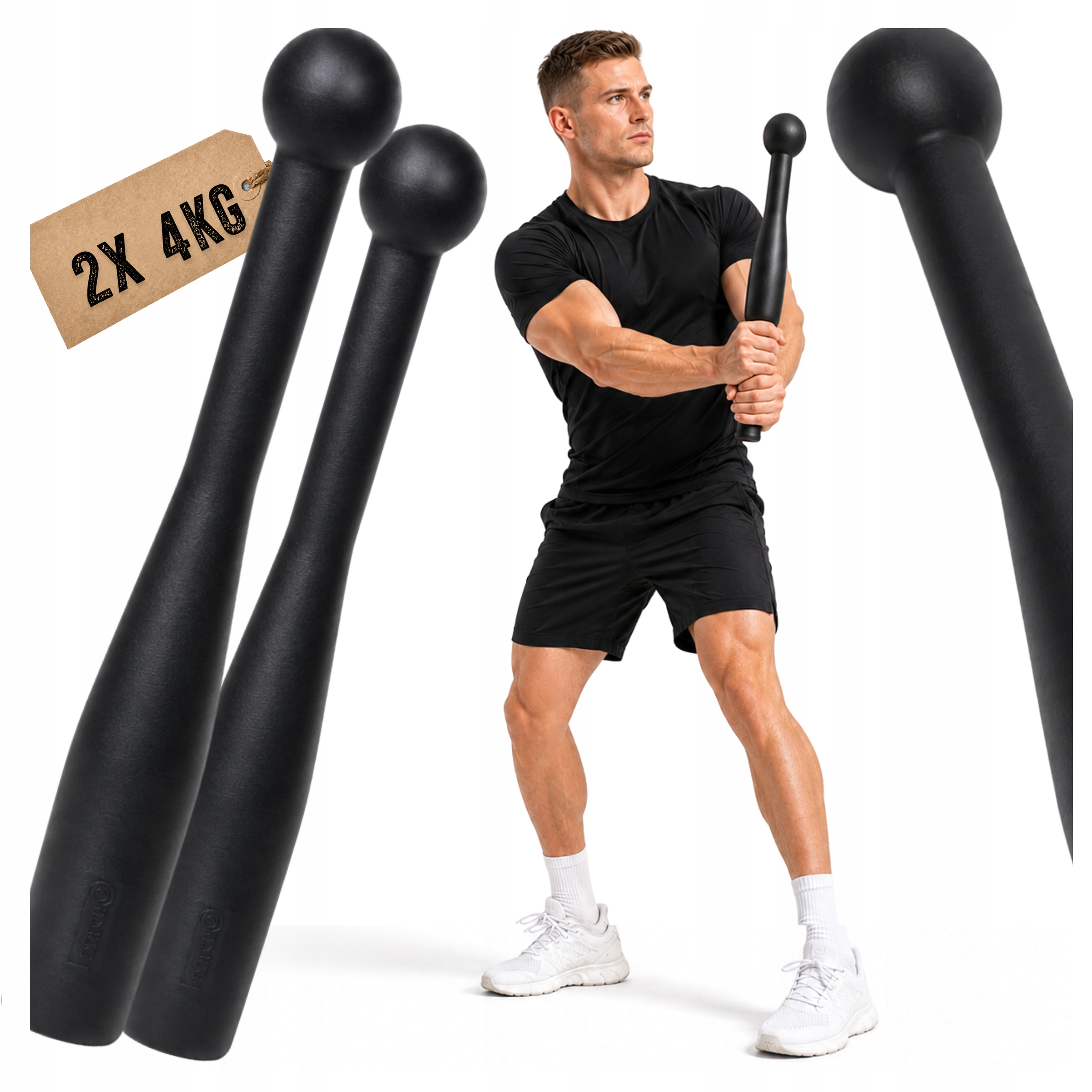 2x Maczuga 4KG Maczugi do Ćwiczeń Clubbell Gimnastyczne Treningowa Żeliwna
