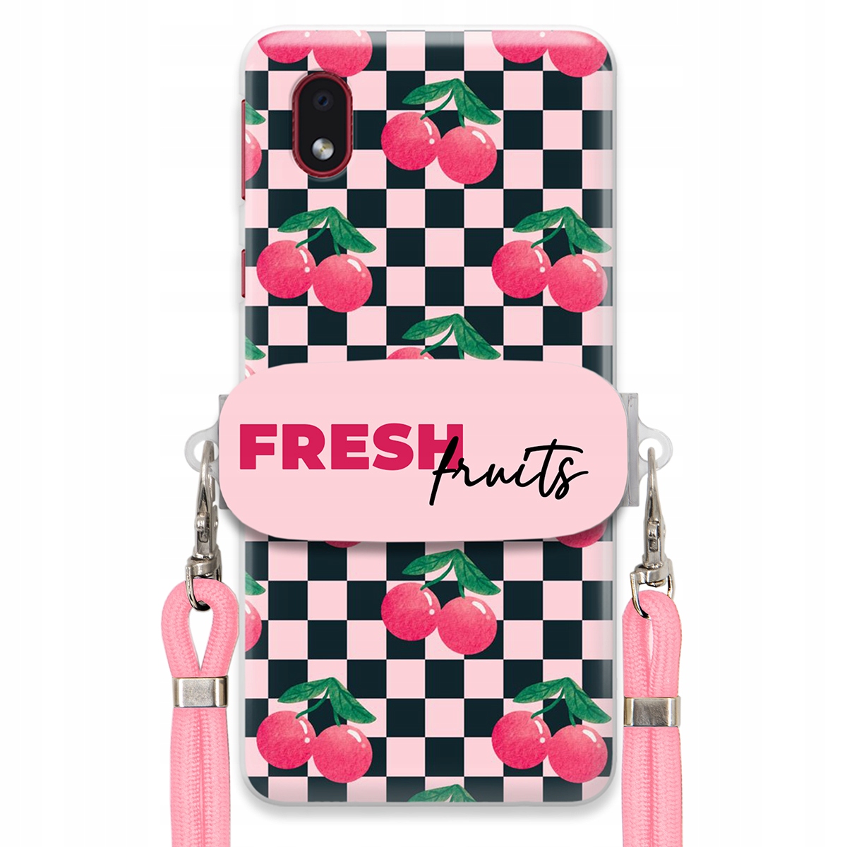 Puzdro pre Samsung A01 Core Crossbody vodítko držiak šachovnice Fresh Fruits