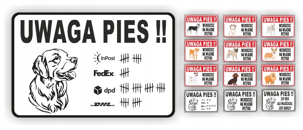 

Tabliczka Pcv Znak Uwaga Pies Różne 30x20