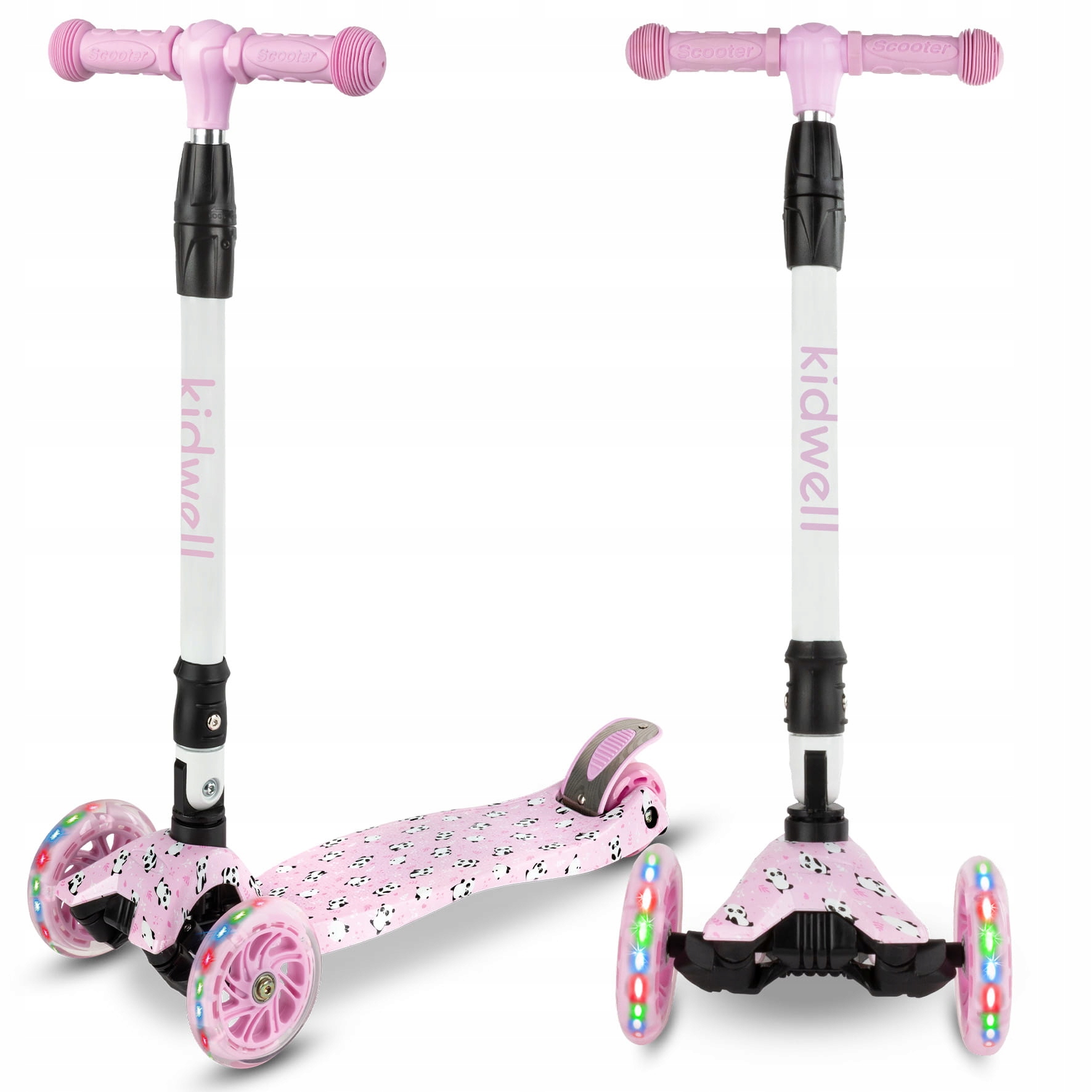 Kidwell Hulajnoga trójkołowa balansowa różowa koła Led Vento Panda