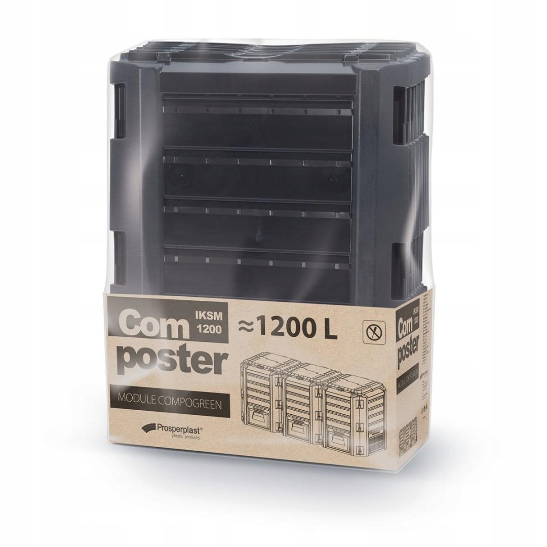 KOMPOSTOWNIK OGRODOWY EKOBAT SEGMENTOWY MODULE COMPOGREEN 1200L - CZARNY Pojemność 1200 l