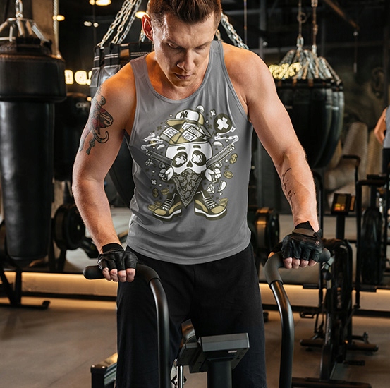 TANK TOP ANIMOWANE SKULL GANGSTER Rozmiar L