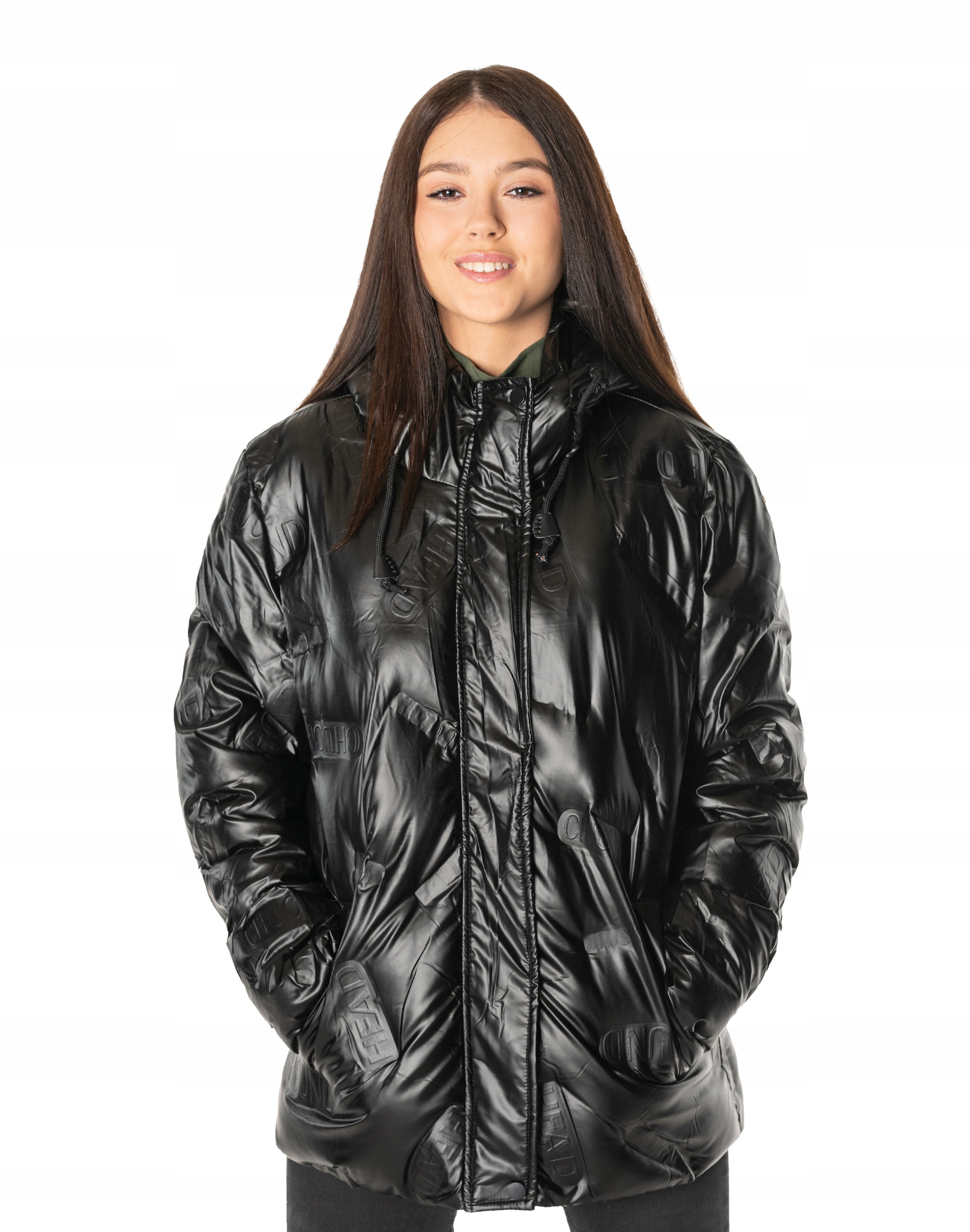 Teplá péřová zimní dámská zateplená bunda s prošíváním na zimu 36015-01 XL