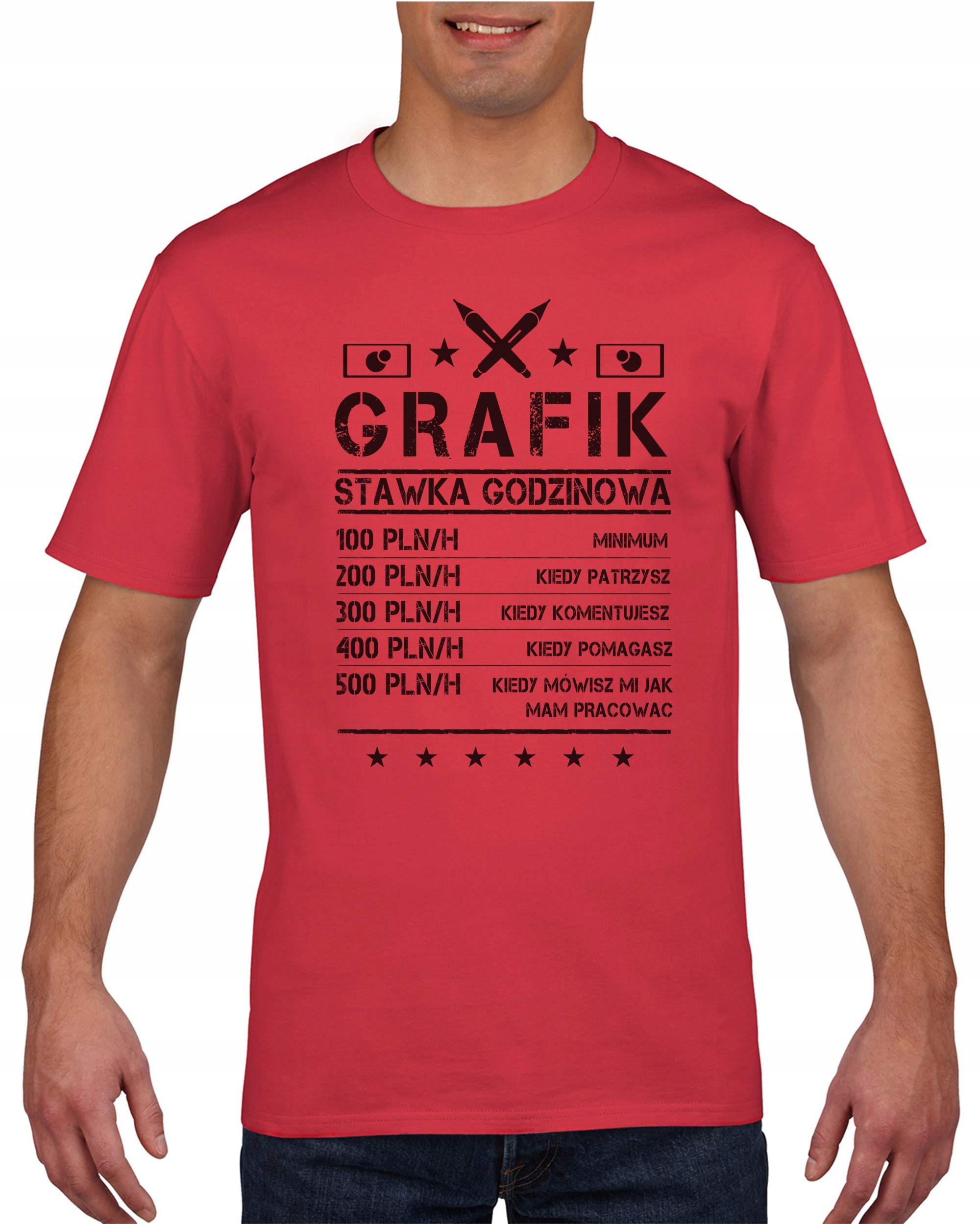 

Koszulka męska Grafik stawka godzinowa XL