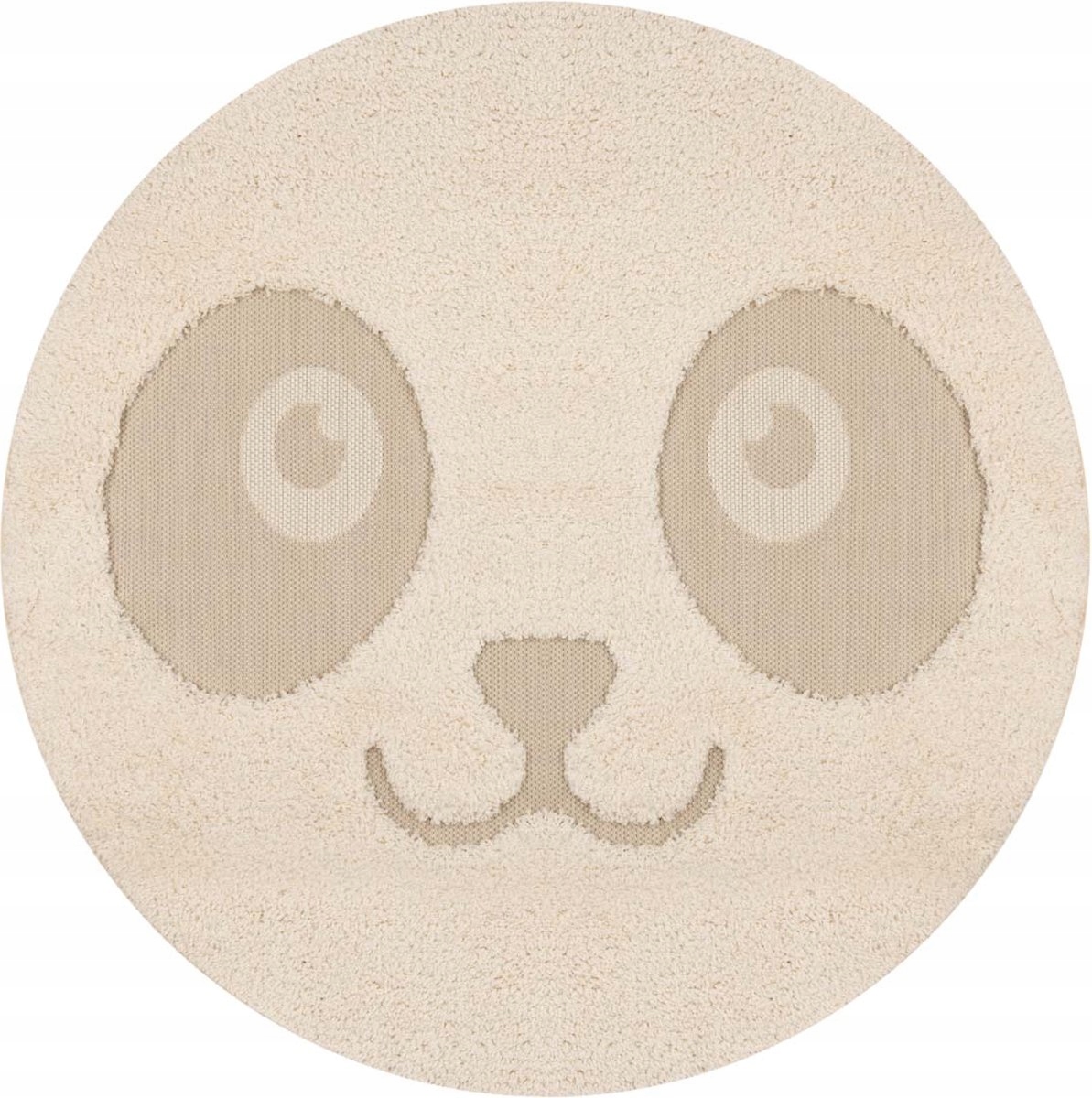 Detský koberec okrúhly 120 cm, béžovo-krémový, s mäkkým vlasom