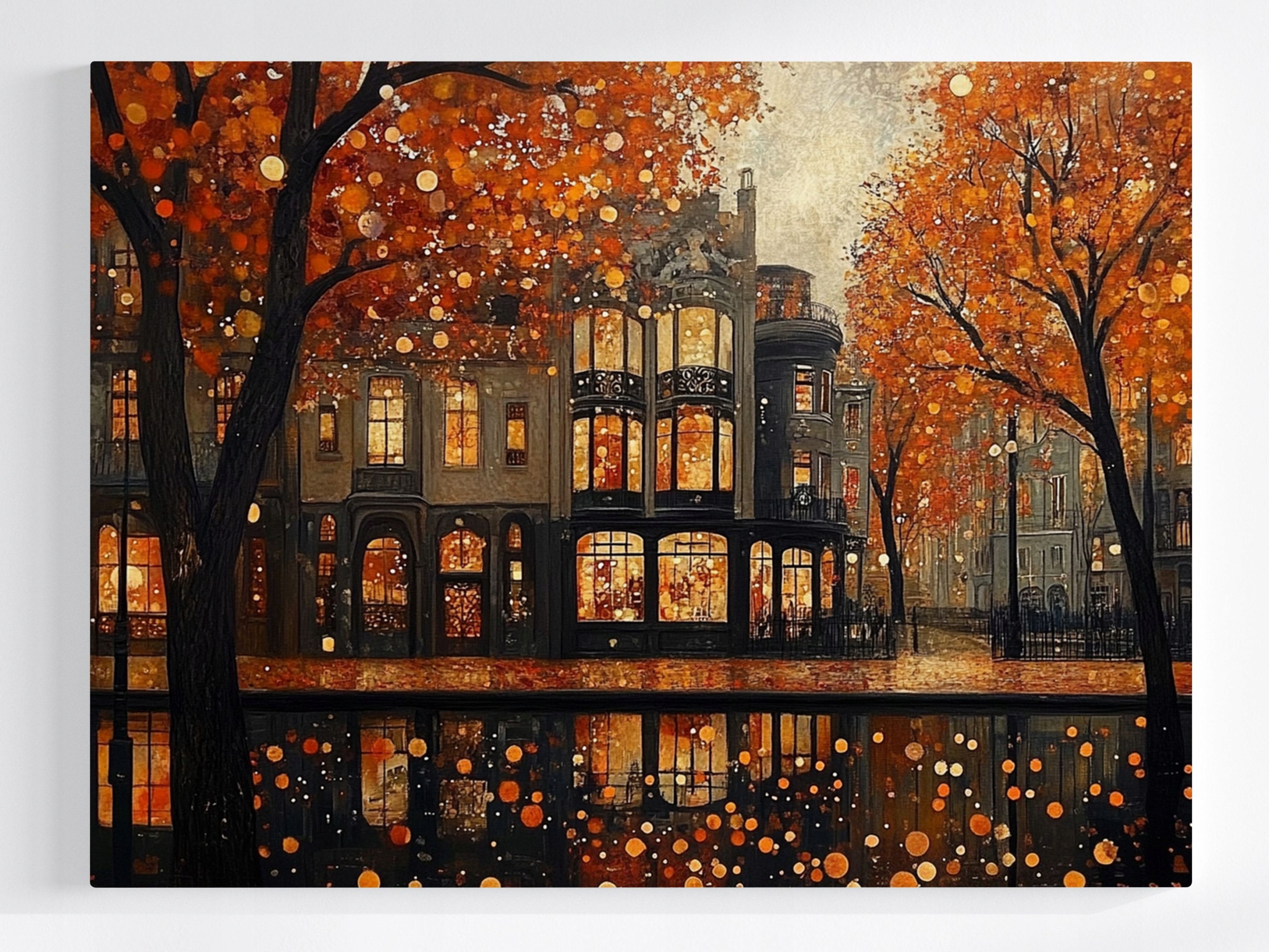 Obraz Na Plátně Canvas Město Ulice Kamínky Podzim Listy Déšť 100x75