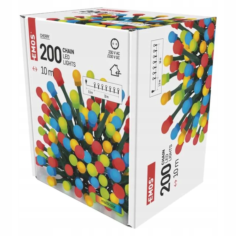 Vánoční osvětlení 200 Led kuličky Cherry 10 m Multicolor IP20 barevné Emo
