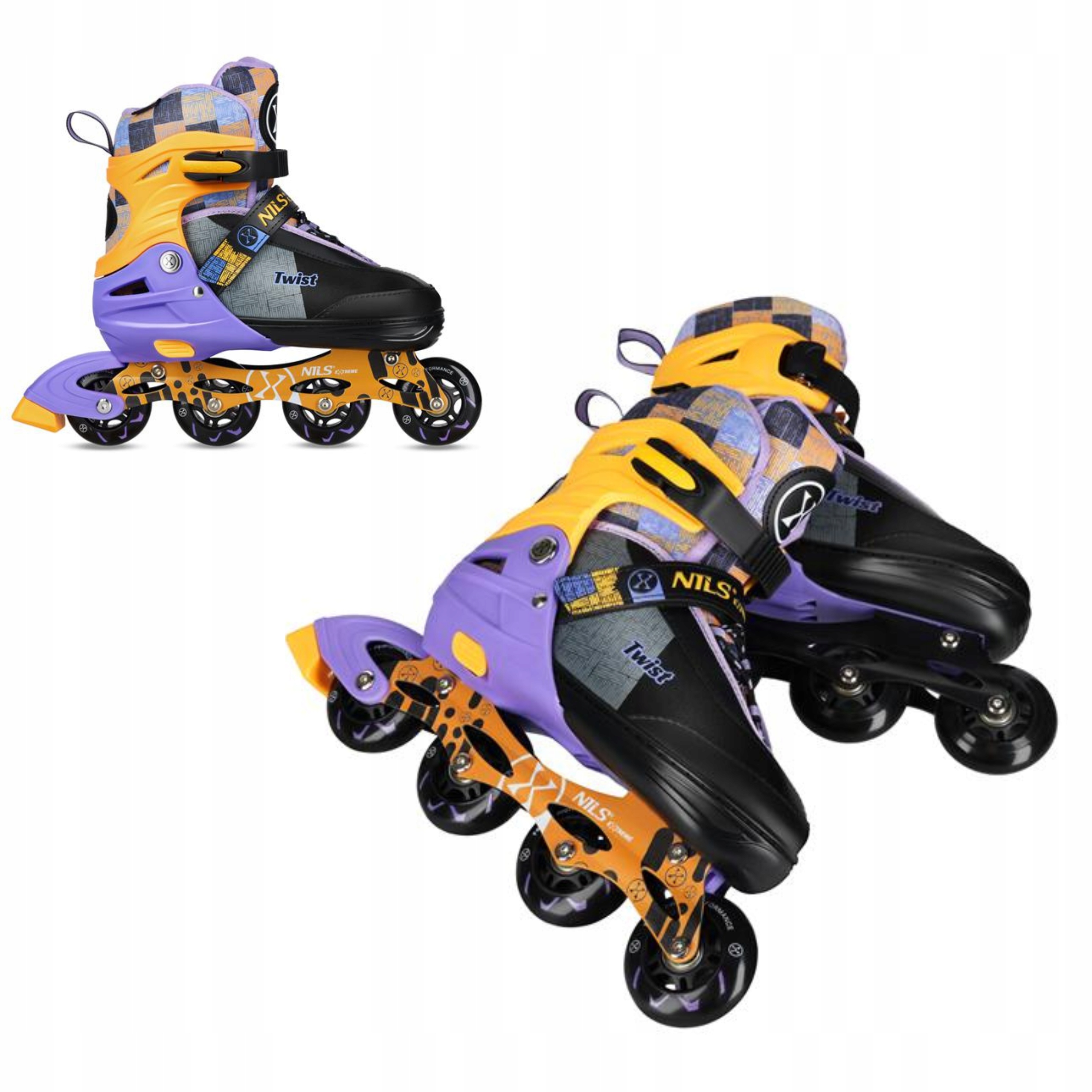 Brusle 2v1 žluté nastavitelné Nils Extreme L 39 42 pro mládež