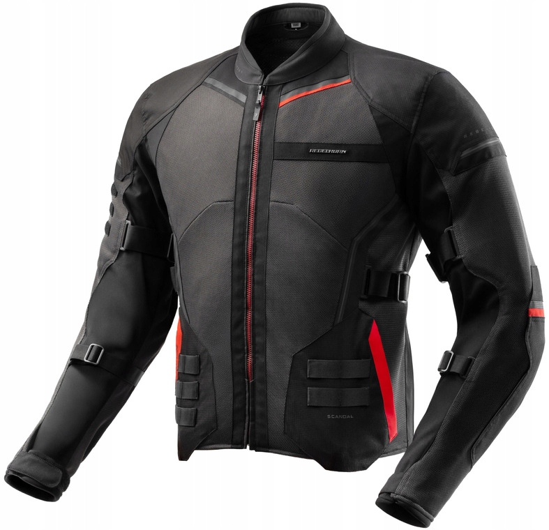 Rebelhorn Scandal 3 Tmavě Šedá Červená Textilní Motocyklová Bunda XL