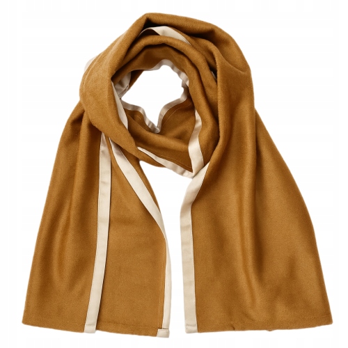 Kašmírový šátek 100% kašmír &amp; hedvábí Meravil Medově hnědý