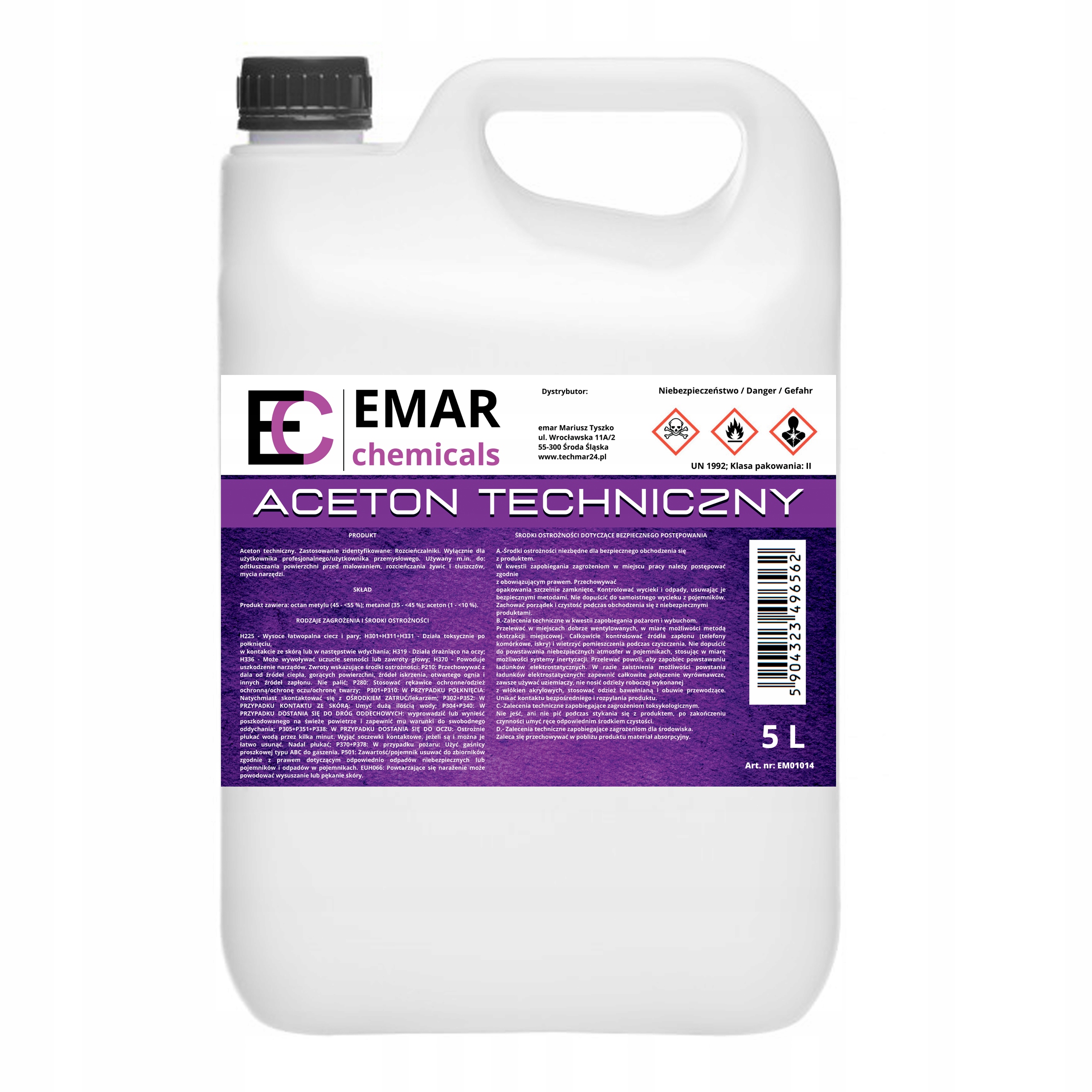 Aceton techniczny 5l ODTŁUSZCZACZ INTENSYWNY ZMYWACZ ROZPUSZCZALNIK