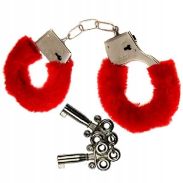 

Kajdanki metalowe Z Futerkiem czerwone Sexy +klucz