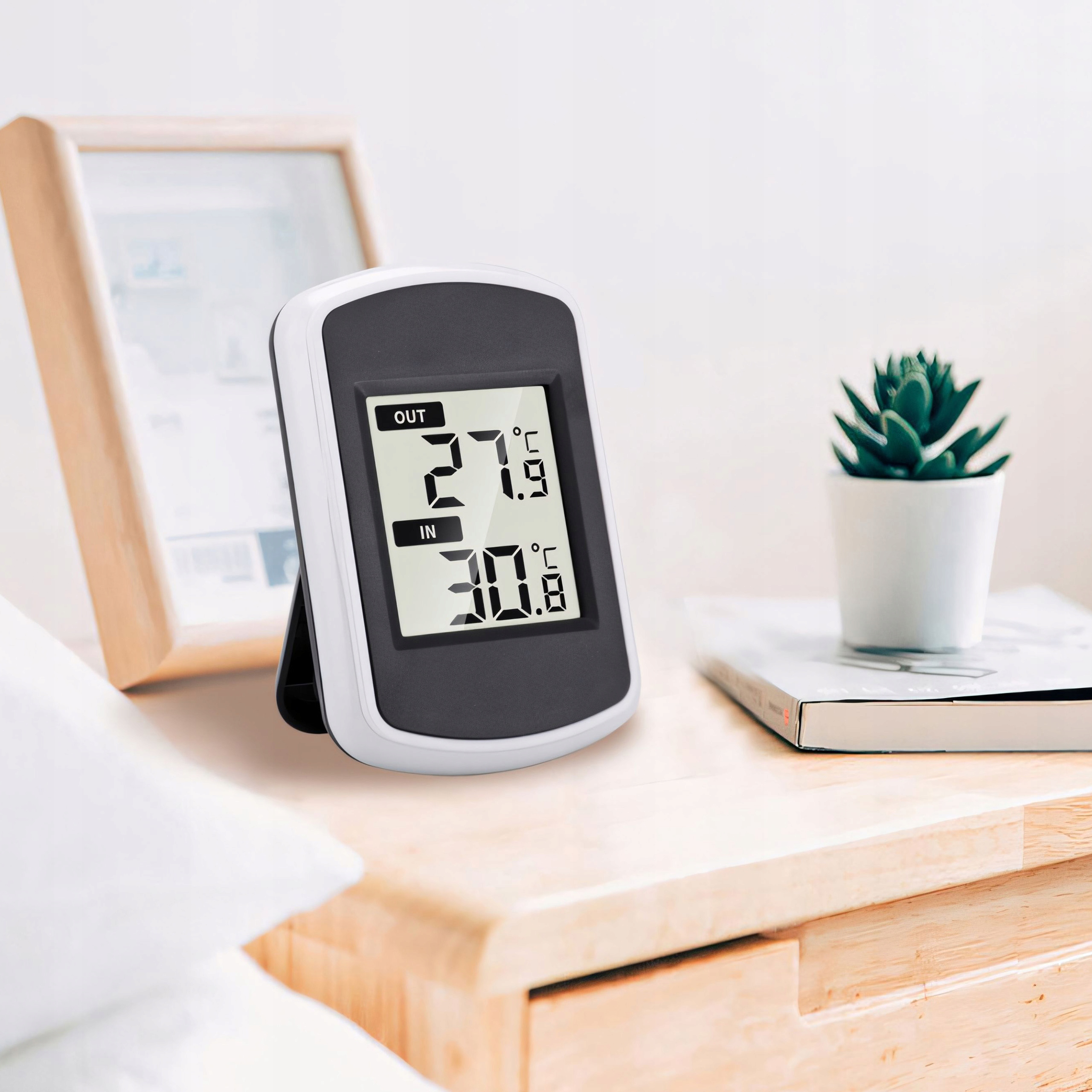 TERMOMETR STACJA POGODOWA POGODY HIGROMETR ZEWNĘTRZNY WEWNĘTRZNY CZUJNIK Zasilanie bateryjne