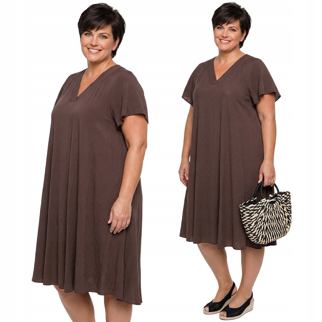 Hnědá šaty plus size velikost 54