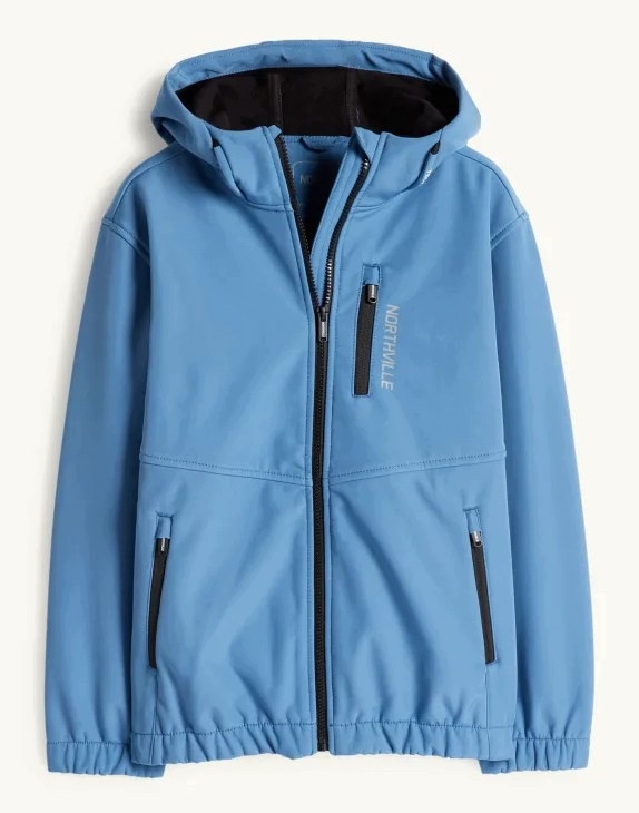 C&a kurtka softshell z kapturem nieprzemakalna niebieska rozm.158
