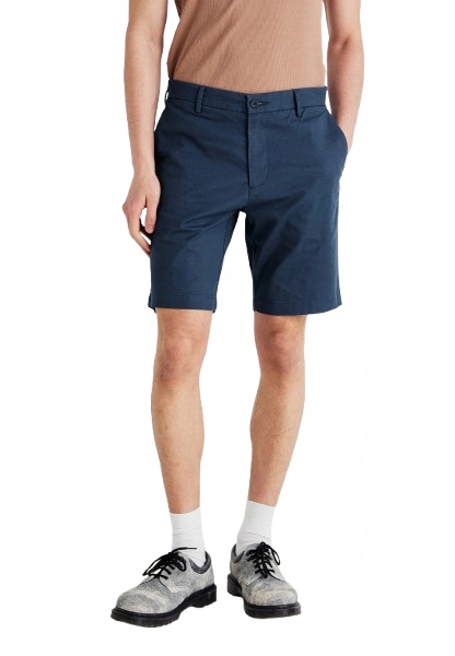 Dockers Tmavě Modré Kraťasy Z Bavlny A Lnu Před Kolenem 38 J2D