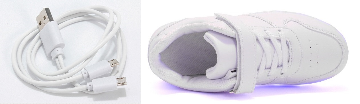 BUTY LED Z PODŚWIETLENIEM ŚWIECĄCE NA RZEP CZARNE Rodzaj zapięcia Rzepy