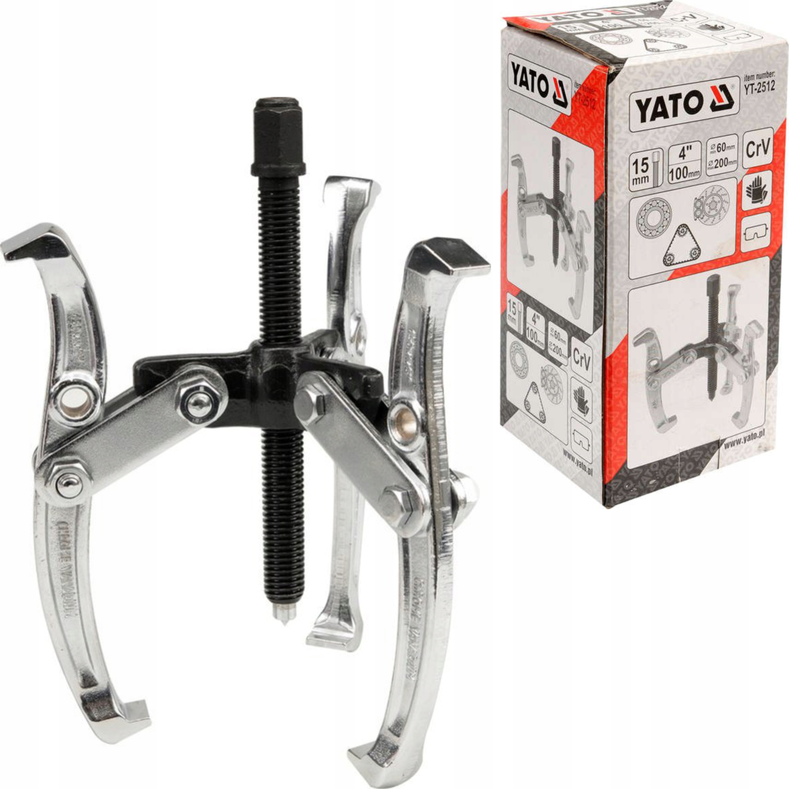 

Ściągacz Trójramienny do łożysk 100mm Yato YT-2512