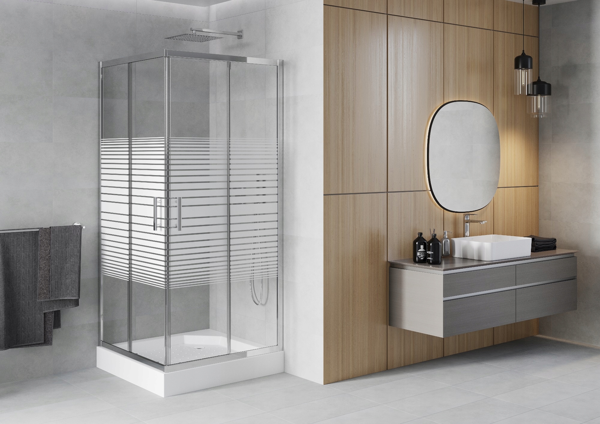 MEXEN RIO KABINA PRYSZNICOWA PASY 90 x 90 CM CHROM + BRODZIK EAN (GTIN) 5907709166264