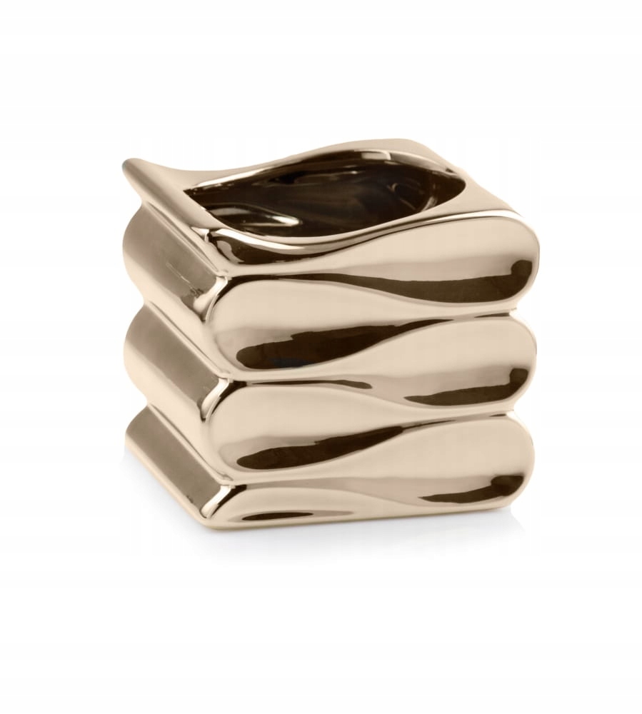 DONICZKA OSŁONKA DO KWIATÓW ZŁOTA FALA CERAMIKA DUŻA KOMPOZYCJA OZODBA XXL