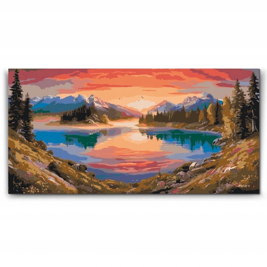 Malování Podle Čísel Krajina Příroda Jezero Západ Slunce Velký 40x80 cm