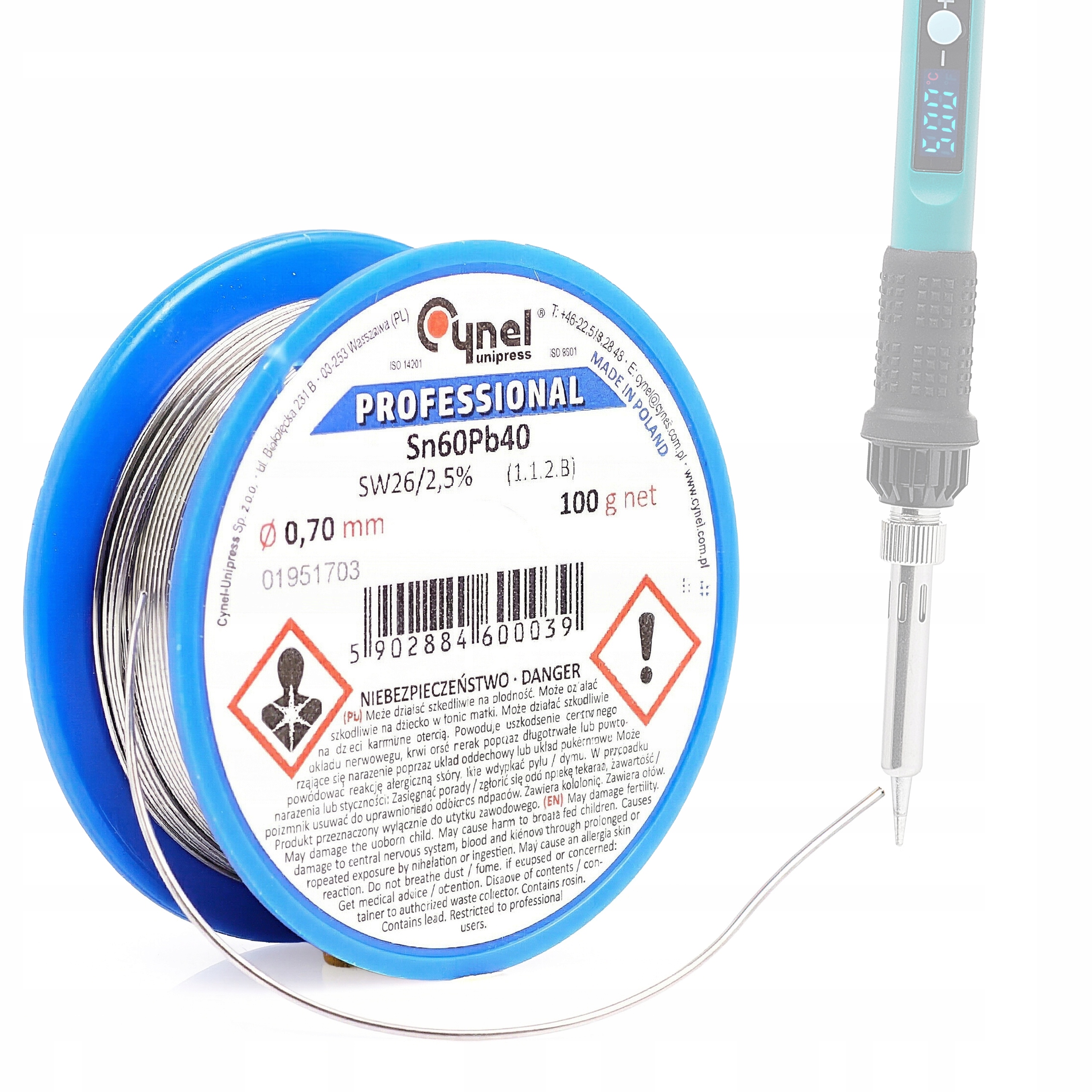 CYNA Z TOPNIKIEM 0,70MM 100G CYNEL SPOIWO SN60PB40