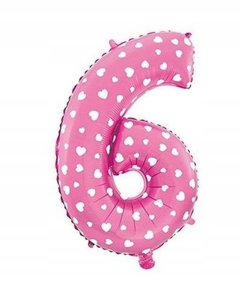 Balon Foliowy 80 cm Różowy URODZINY CYFRA 6 HEL
