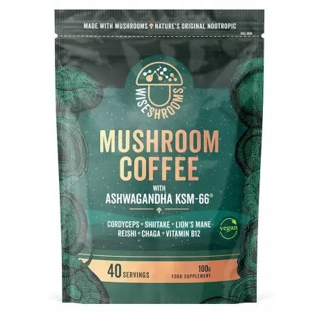Levně Wiseshrooms Houbová Káva s Ashwagandhou KSM-66 Káva s houbami a...