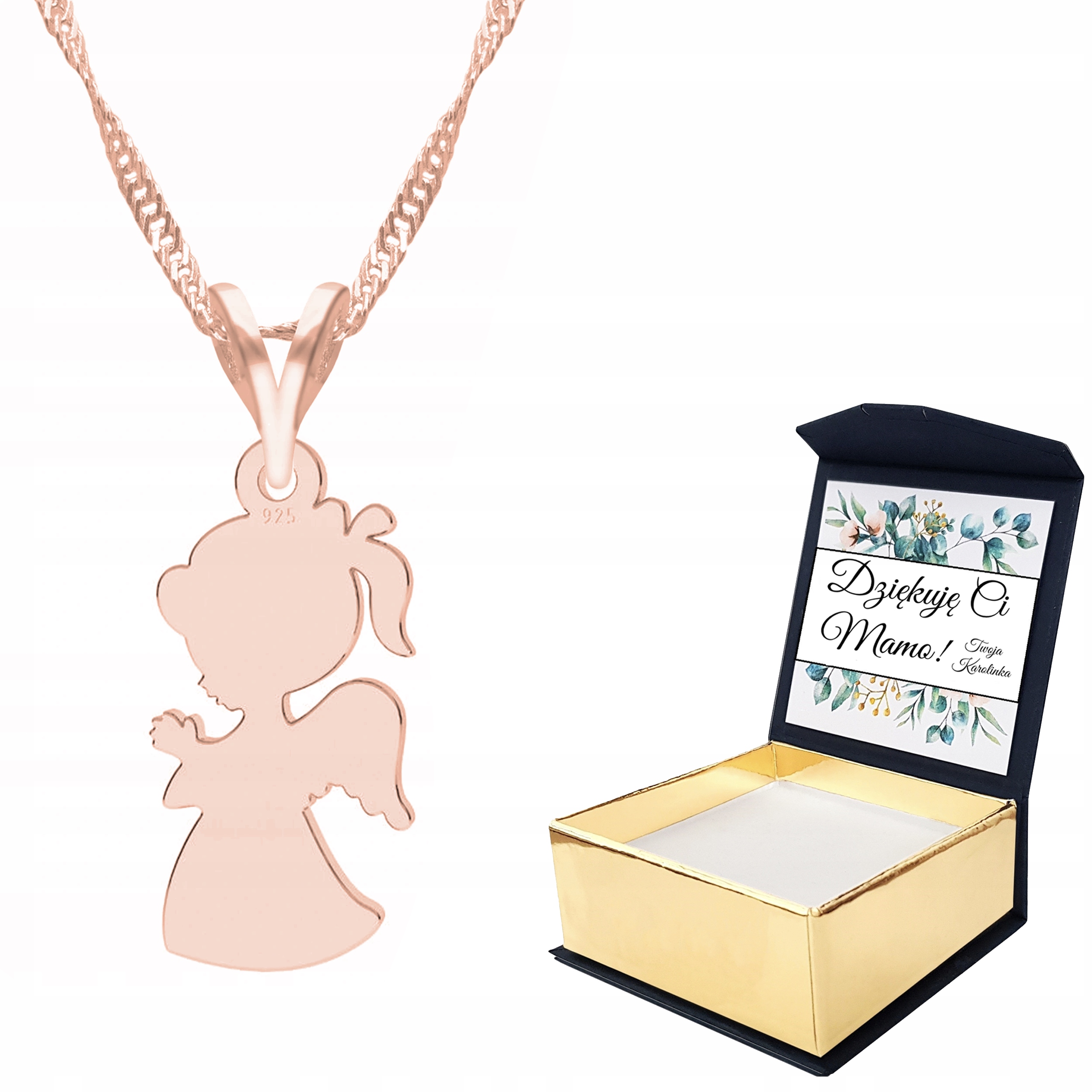 Náhrdelník růžové zlato dívka Vlastní Potisk