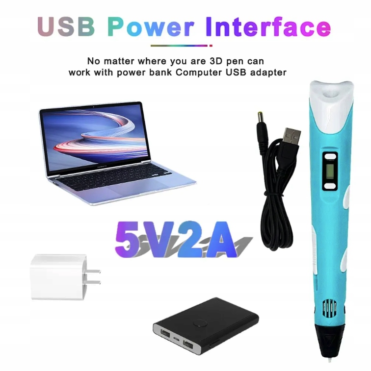 DŁUGOPIS DRUKARKA 3D DLA DZIECI PEN MAGICZNY ZESTAW + WKŁADY 9 METRÓW Płeć chłopcy dziewczynki