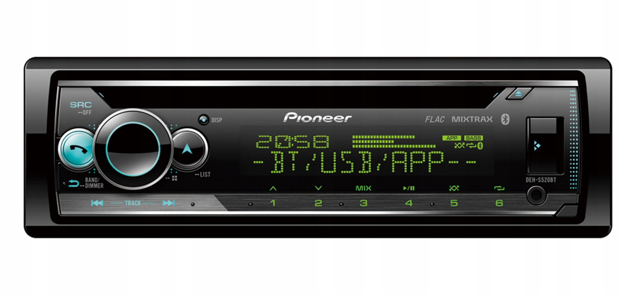 Pioneer DEH-S520BT Bluetooth autorádio CD MP3 VarioColor 4x50W