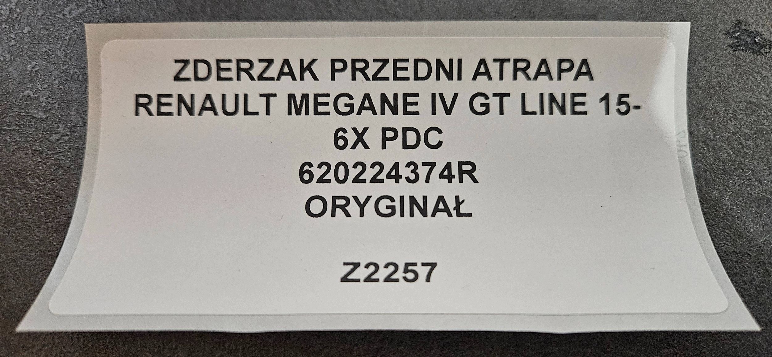 front bumper grille RENAULT MEGANE IV GT LINE 15- 6XPDC 620224374R