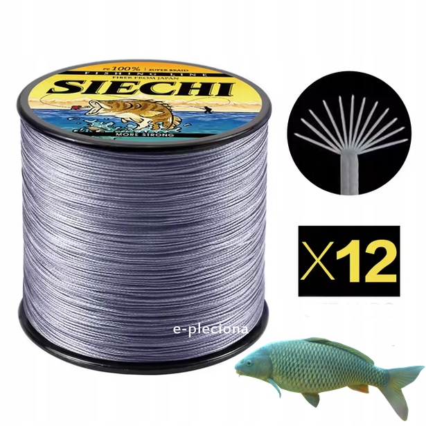 Plecionka Siechi x12 1000 m 0,28 mm 12 splotów szara karpiowa