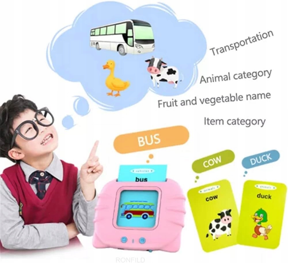 CZYTNIK KART DO NAUKI ANGIELSKIEGO ZABAWKA KARTY Do WCZESNEJ NAUKI JĘZYKA Głębokość produktu 2 cm