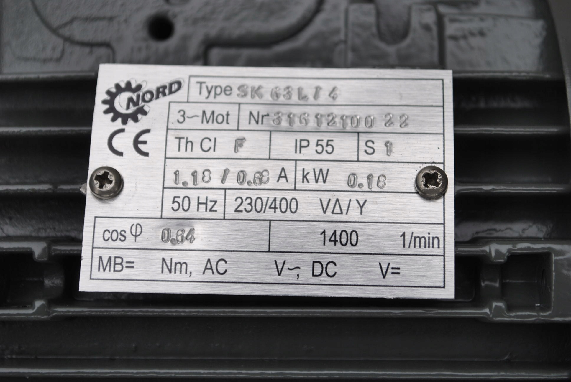 Motoreduktor 0.18kw. 16obr./min. Firmy NORD Model L