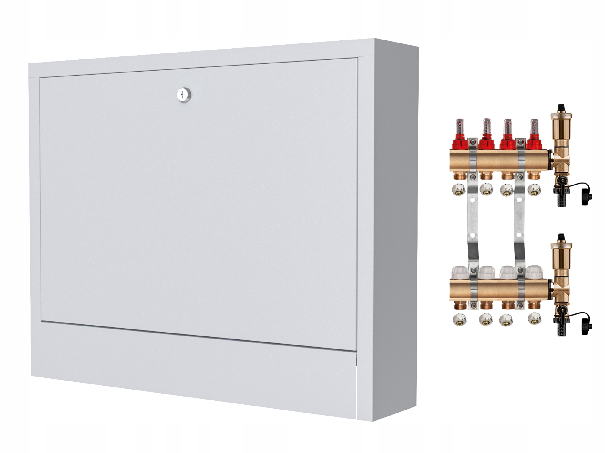Mosazný Rozdělovač 4 Sekce Spojky Nástěnná Skříňka