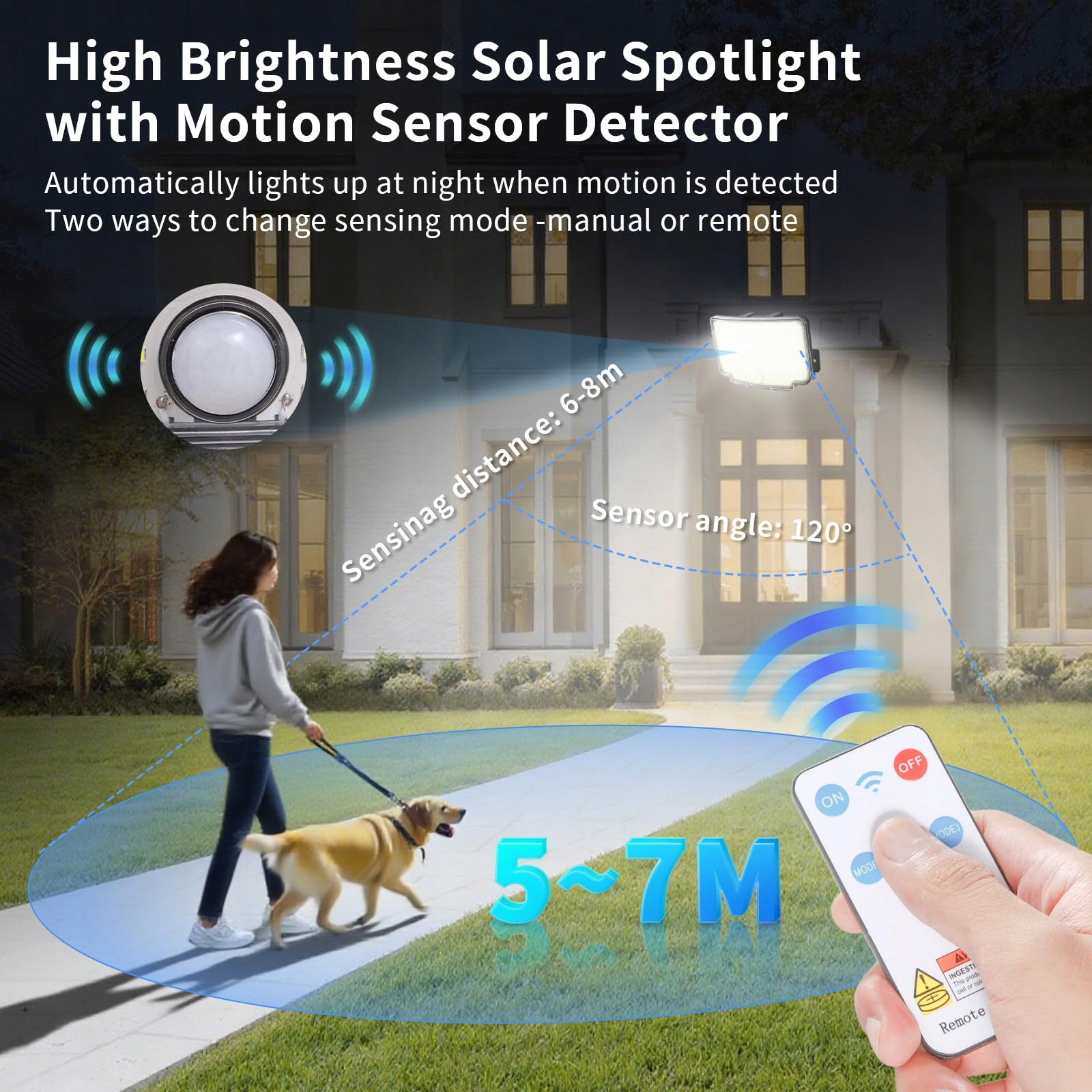 Lampa Solarna Ścienna Z Czujnikiem Ruchu Ogrodowa 254 LED IP65 CNMTCCO — miniatura 3