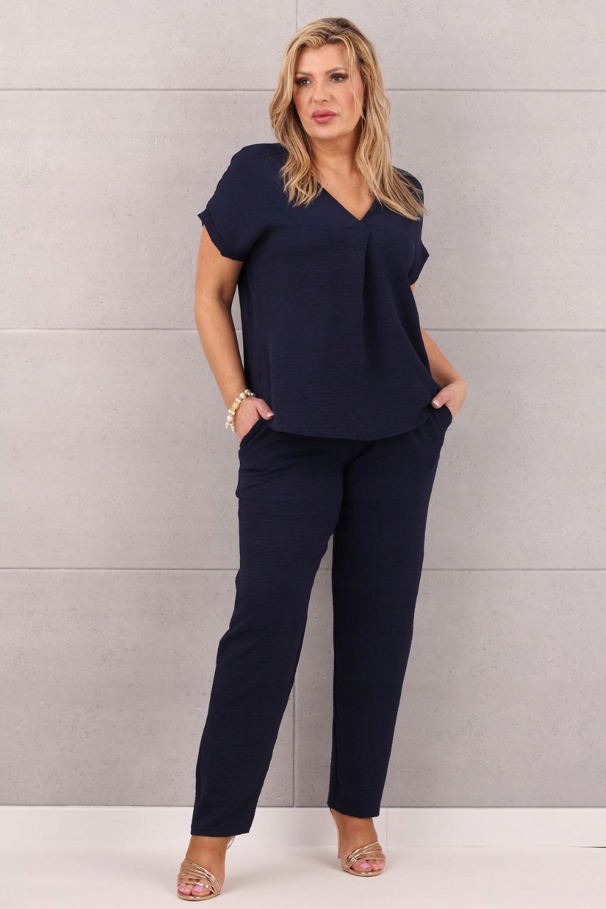 ELEGANCKI KOMPLET DAMSKI DUŻE ROZMIARY POLSKI PRODUCENT BLUZKA I SPODNIE Płeć kobieta