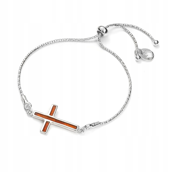 Stříbrný Křížový Náramek S Jantarem Stříbro