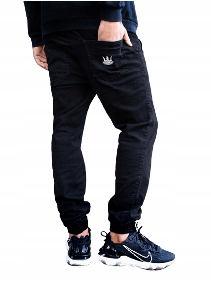 SPODNIE MĘSKIE MATERIAŁOWE BAWEŁNIANE JOGGER JAKOŚĆ JIGGA WEAR Czarne L Marka Jigga Wear