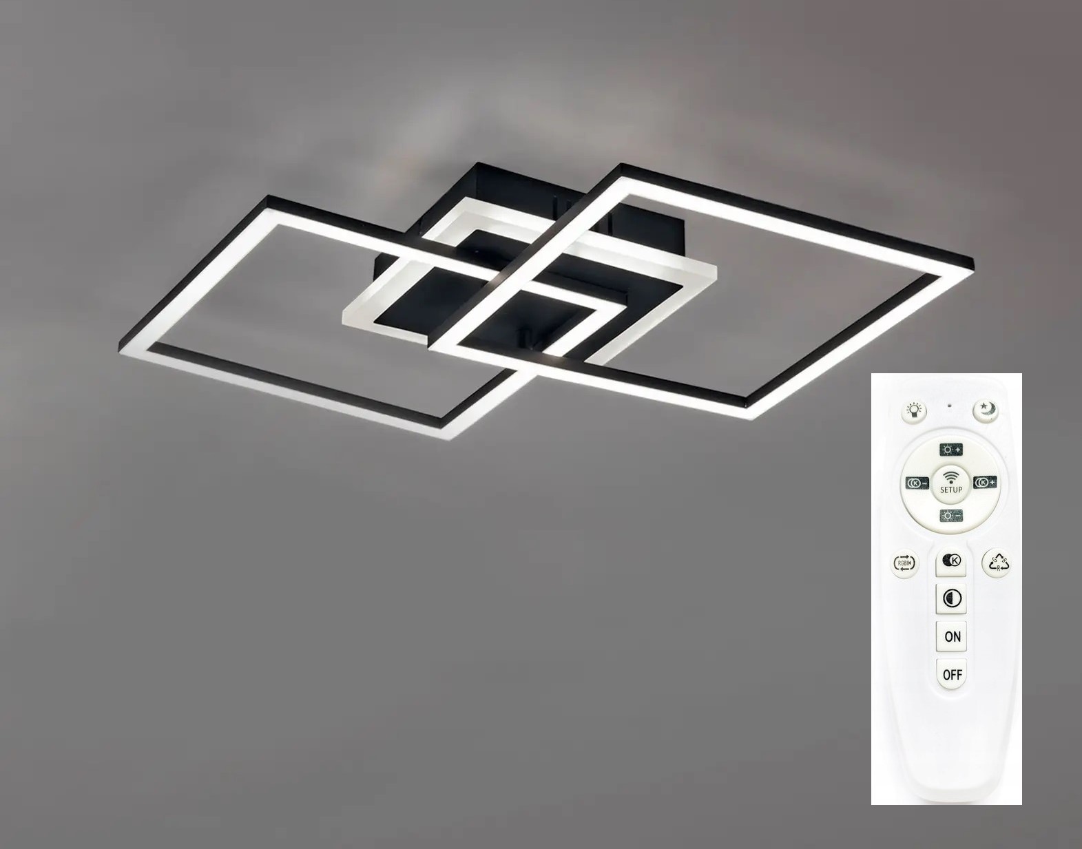 

czarna lampa led |plafon 52W| 3 barwy *pilot