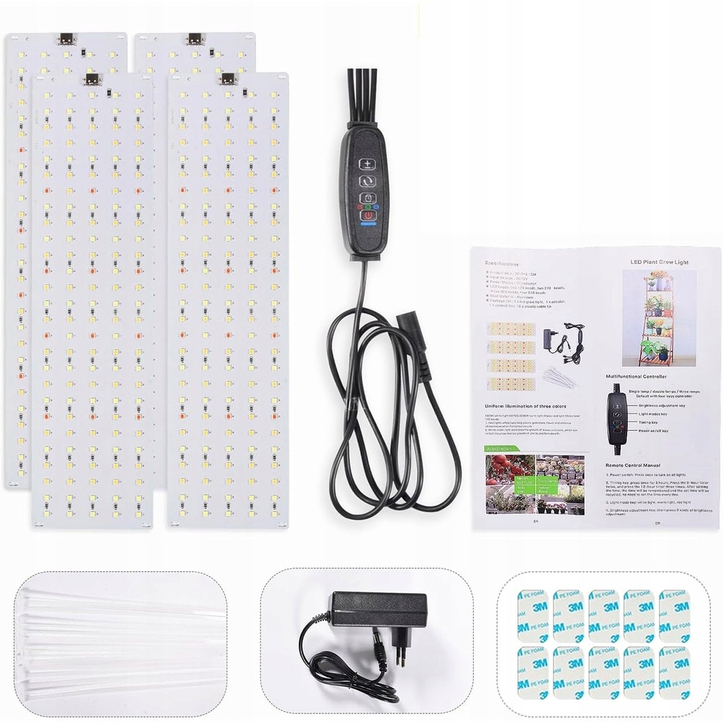 4x panel pro růst rostlin 600 Uv Led, časovač pěstování, 6 režimů