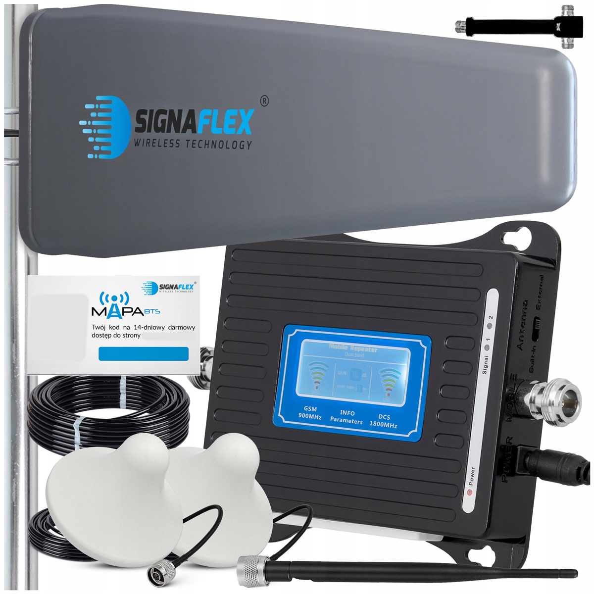 Sada Zosilňovač Gsm/dcs LCD3000 LS-GD22 T2 23dBi 10 m 2x Bat